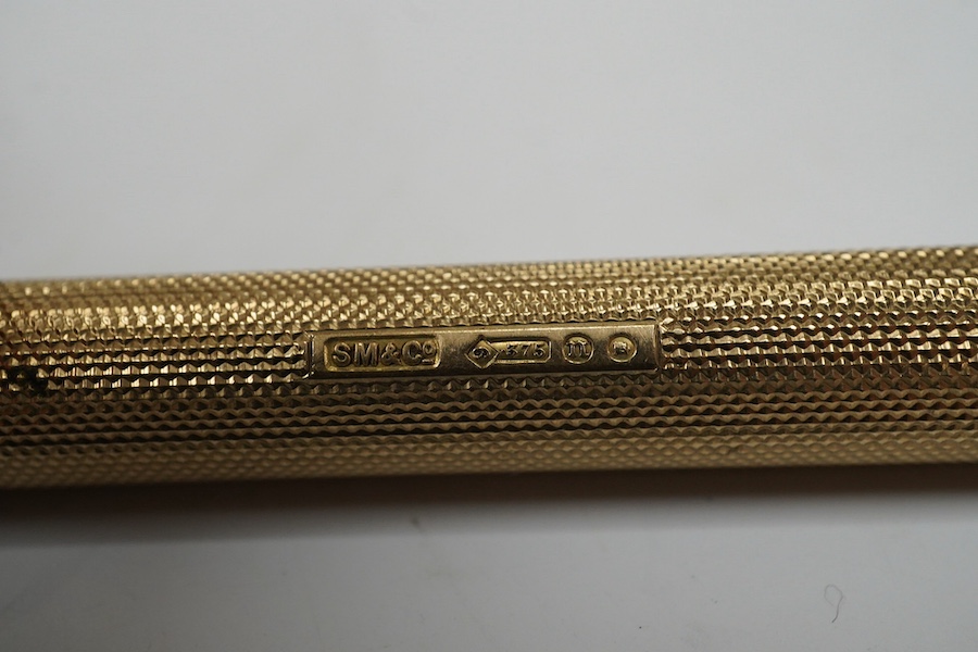 A George V 9ct gold cased propelling pencil by Sampson Mordan & Co, London, 1928. Condition - fair to good